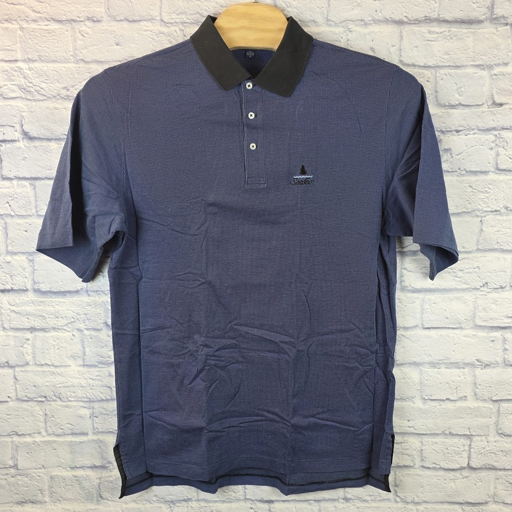 Polo‎ Golf Ralph Lauren Men Blue Black Check Cotton Short Sleeve Shirt Size XL - Picture 2 of 6